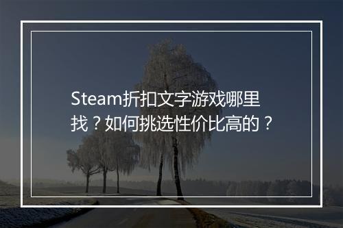 Steam折扣文字游戏哪里找?如何挑选性价比高的?