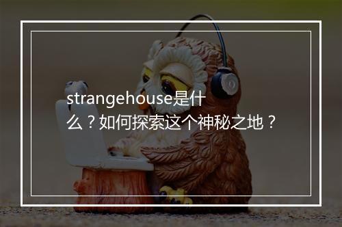 strangehouse是什么？如何探索这个神秘之地？
