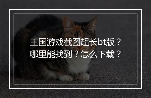 王国游戏截图超长bt版?哪里能找到?怎么下载?