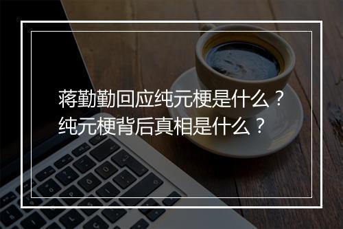 蒋勤勤回应纯元梗是什么?纯元梗背后真相是什么?