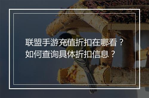 联盟手游充值折扣在哪看？如何查询具体折扣信息？
