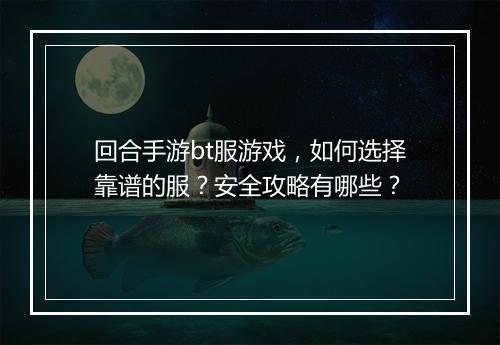回合手游bt服游戏,如何选择靠谱的服?安全攻略有哪些?
