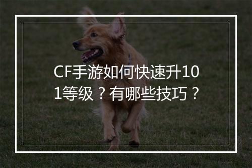 CF手游如何快速升101等级？有哪些技巧？