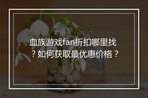 血族游戏fan折扣哪里找？如何获取最优惠价格？