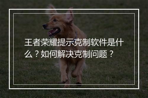 王者荣耀提示克制软件是什么？如何解决克制问题？