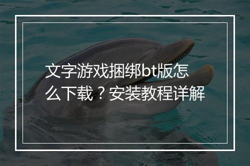 文字游戏捆绑bt版怎么下载？安装教程详解