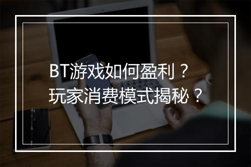 BT游戏如何盈利?玩家消费模式揭秘?