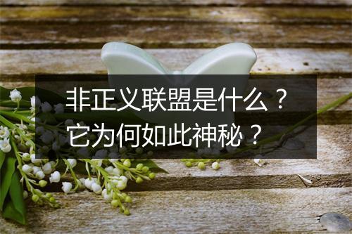 非正义联盟是什么?它为何如此神秘?