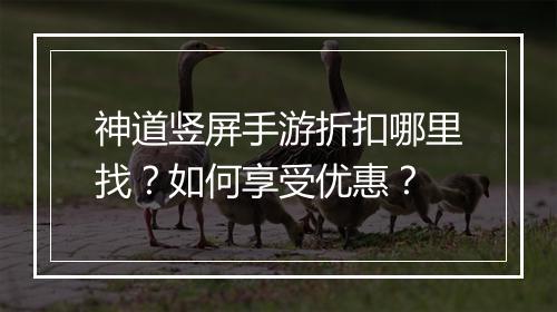 神道竖屏手游折扣哪里找?如何享受优惠?