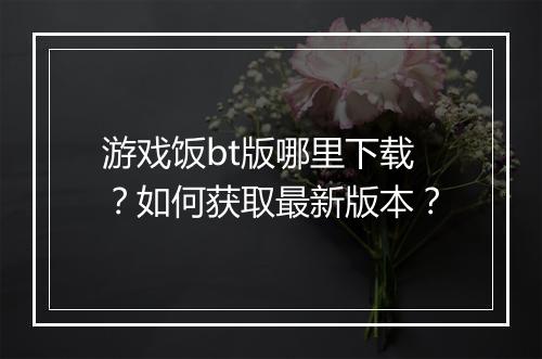 游戏饭bt版哪里下载？如何获取最新版本？