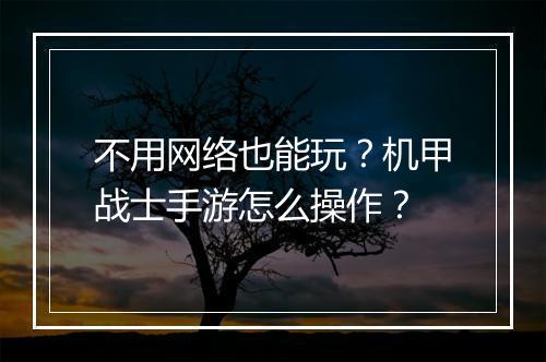不用网络也能玩？机甲战士手游怎么操作？