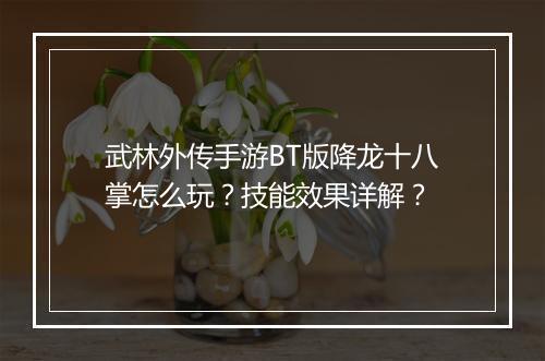 武林外传手游BT版降龙十八掌怎么玩？技能效果详解？