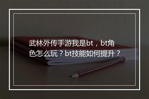 武林外传手游我是bt,bt角色怎么玩?bt技能如何提升?