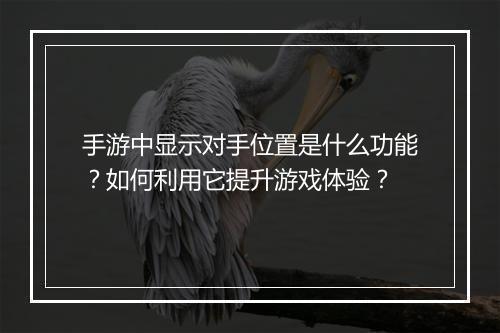 手游中显示对手位置是什么功能？如何利用它提升游戏体验？