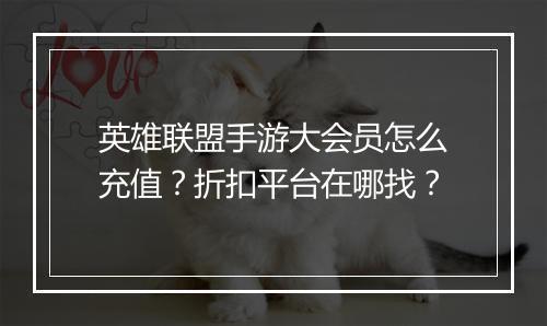 英雄联盟手游大会员怎么充值?折扣平台在哪找?
