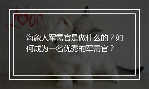 海象人军需官是做什么的?如何成为一名优秀的军需官?