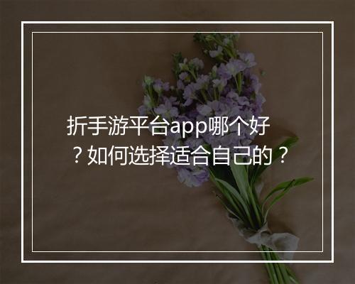 折手游平台app哪个好?如何选择适合自己的?