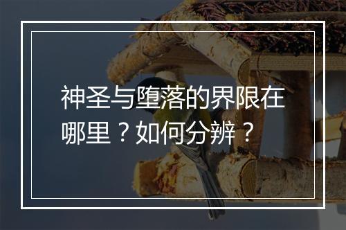 神圣与堕落的界限在哪里?如何分辨?