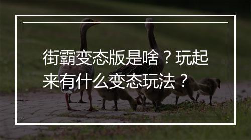 街霸变态版是啥?玩起来有什么变态玩法?