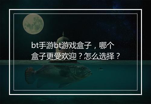 bt手游bt游戏盒子,哪个盒子更受欢迎?怎么选择?