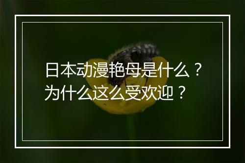 日本动漫艳母是什么?为什么这么受欢迎?