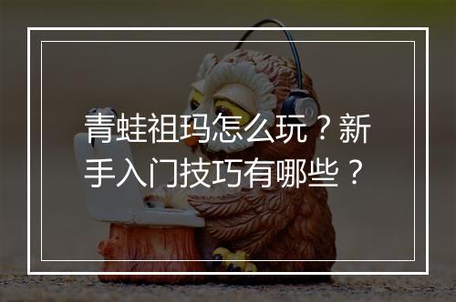 青蛙祖玛怎么玩？新手入门技巧有哪些？
