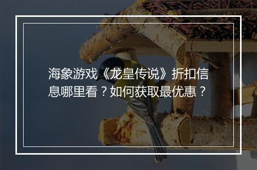 海象游戏《龙皇传说》折扣信息哪里看?如何获取最优惠?