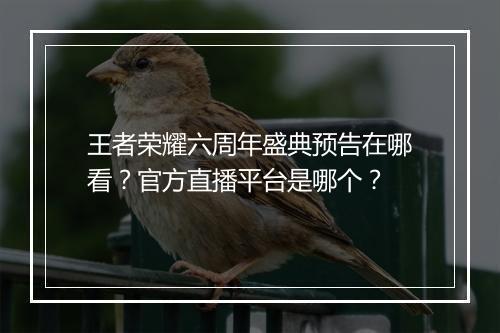 王者荣耀六周年盛典预告在哪看？官方直播平台是哪个？