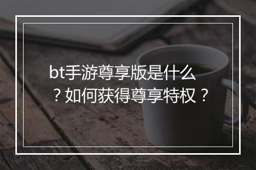 bt手游尊享版是什么?如何获得尊享特权?