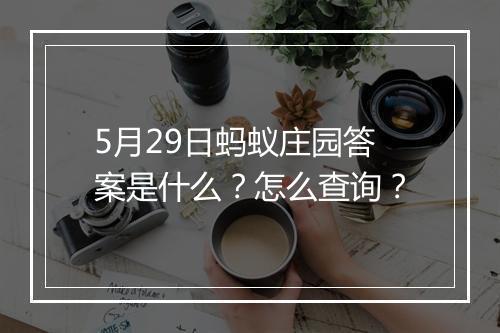 5月29日蚂蚁庄园答案是什么?怎么查询?