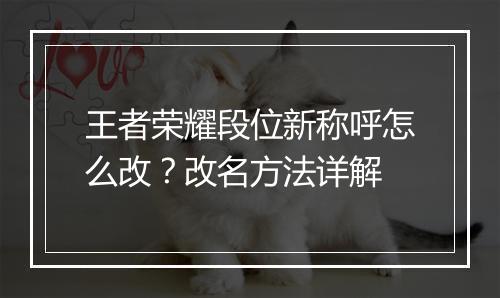 王者荣耀段位新称呼怎么改？改名方法详解