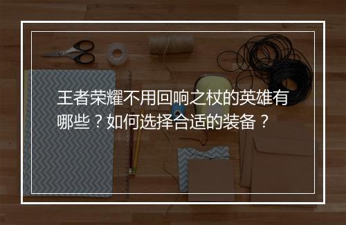 王者荣耀不用回响之杖的英雄有哪些？如何选择合适的装备？