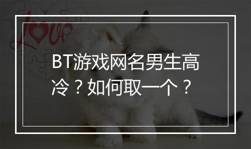 BT游戏网名男生高冷?如何取一个?