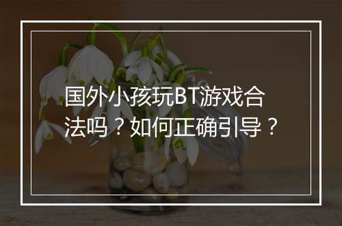 国外小孩玩BT游戏合法吗?如何正确引导?