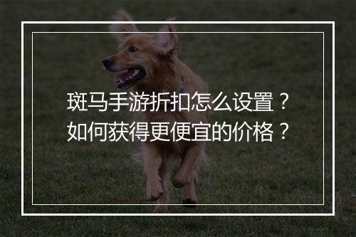 斑马手游折扣怎么设置?如何获得更便宜的价格?