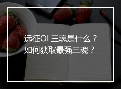 远征OL三魂是什么?如何获取最强三魂?