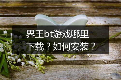 界王bt游戏哪里下载?如何安装?