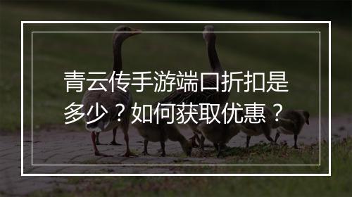 青云传手游端口折扣是多少?如何获取优惠?