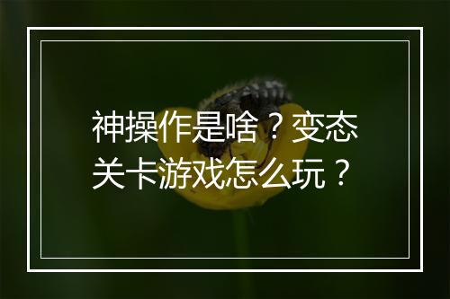 神操作是啥？变态关卡游戏怎么玩？