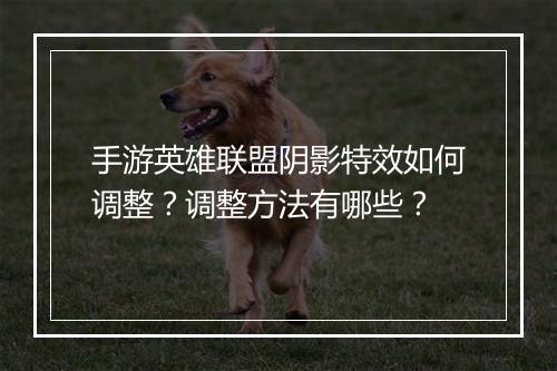 手游英雄联盟阴影特效如何调整？调整方法有哪些？