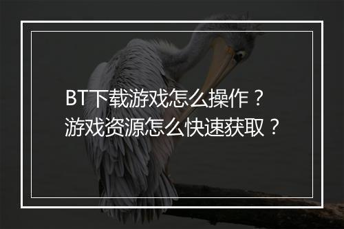 BT下载游戏怎么操作?游戏资源怎么快速获取?
