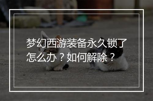梦幻西游装备永久锁了怎么办？如何解除？