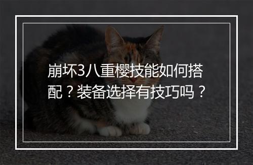 崩坏3八重樱技能如何搭配?装备选择有技巧吗?