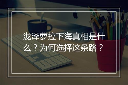 泷泽萝拉下海真相是什么?为何选择这条路?