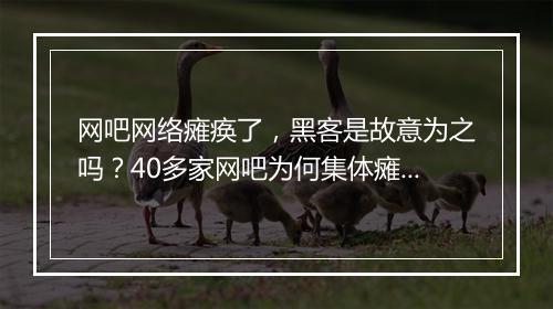 网吧网络瘫痪了，黑客是故意为之吗？40多家网吧为何集体瘫痪？