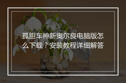 孤胆车神新奥尔良电脑版怎么下载？安装教程详细解答