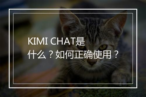 KIMI CHAT是什么?如何正确使用?