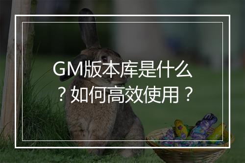 GM版本库是什么？如何高效使用？
