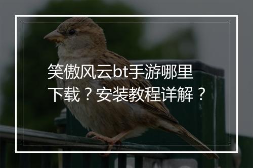 笑傲风云bt手游哪里下载？安装教程详解？