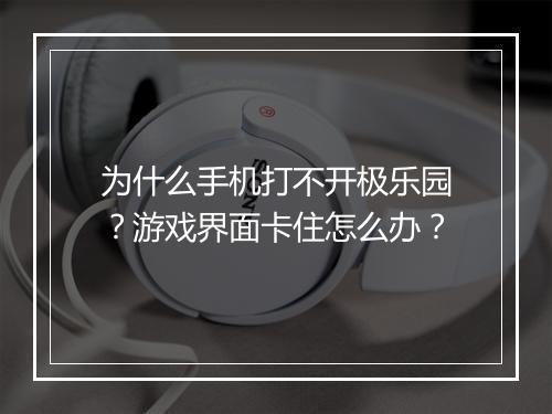 为什么手机打不开极乐园？游戏界面卡住怎么办？